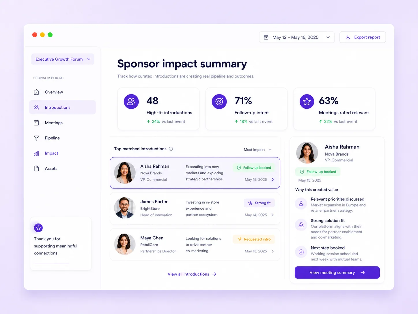 Provide unique sponsor packages
